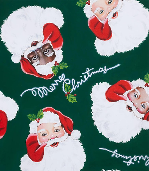 Alexander Henry. Santa Around The World Green Fabric